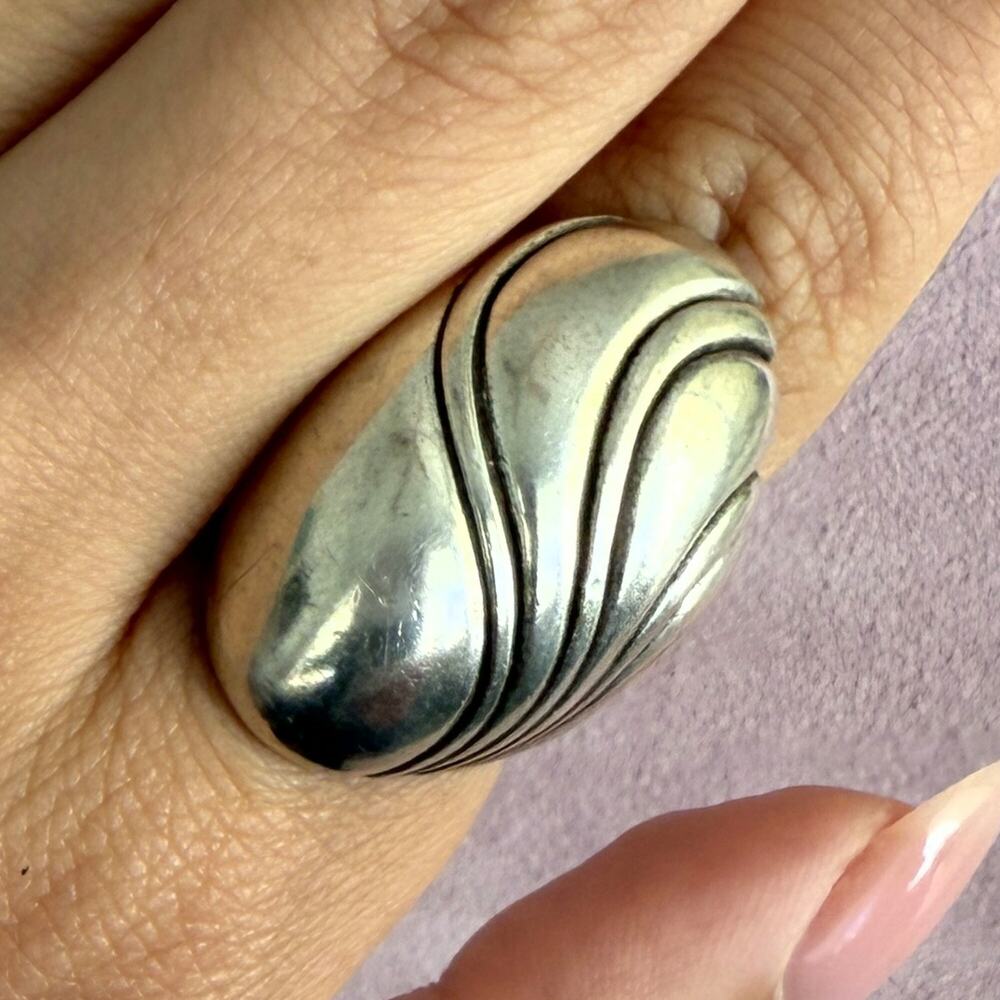 kabana sterling silver vintage elongated wavy dome ring size 6